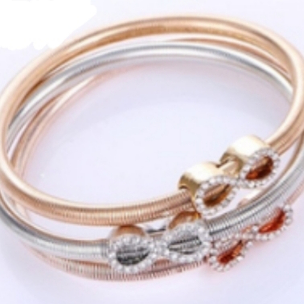 Infinity gold, rosegold and silver stackable